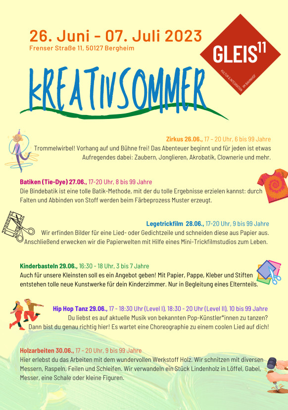 DIN A5 Flyer Kreativsommer 2023 vor